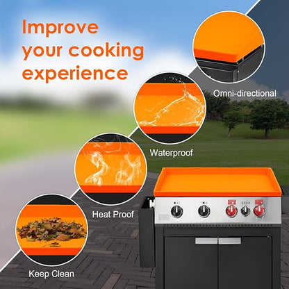 Silicone Griddle Mat Cover for Blackstone,All-Encompassing Coverage Heavy Duty Food Grade Silicone Grill Mat Cover, Nice Choice for Blackstone Griddle Protective Accessories (Orange-36inch)