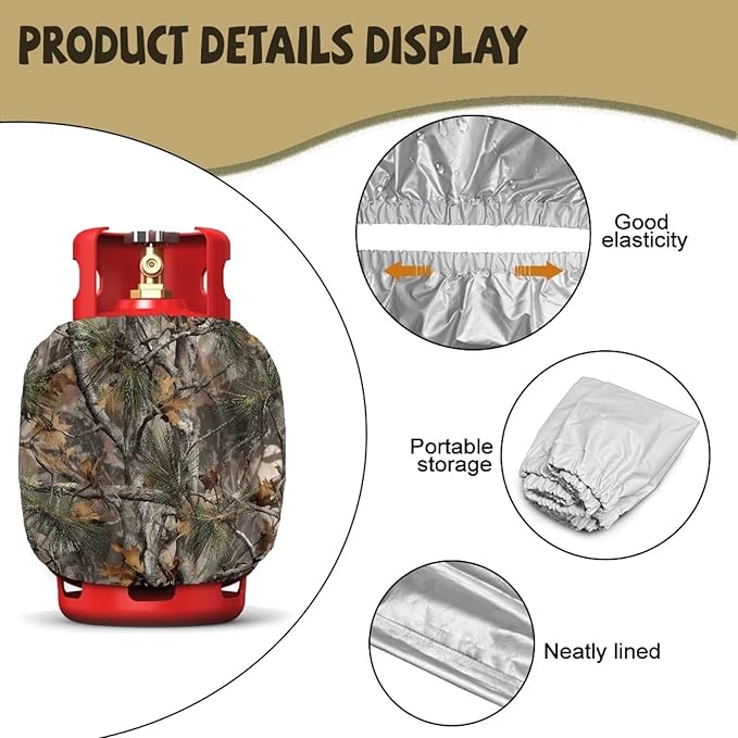 Camo 20lb Propane Tank Covers Hunting Branch Gas Cover Fits Standard 20 lb Tank Cylinder Heavy Duty Outdoor Grill Accessories Gift for Holiday