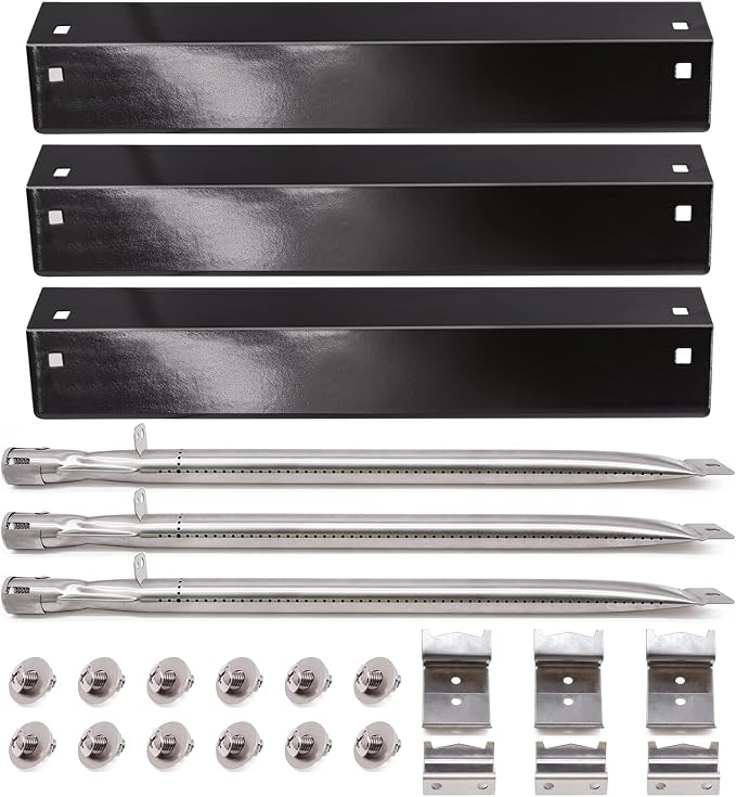 Grill Parts Kit Compatible with Chargriller 5050 3001 5650 3072 5072 3030 3008 5252 3000 4000 4208 Grill Replacement Parts, Flame Shields, Burner Pipes, Burner Tube/Flare Up Shield Support Kit