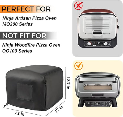 Pizza Cover for Ninja Pizza Oven MO201, Ninja Artisan Outdoor Pizza Oven | 22"L x 17"W x 12.7"H,600D Heavy Duty Polyester,Durable, Waterproof,For Outdoor, with Adjustable Drawstrings,Weather Resistant