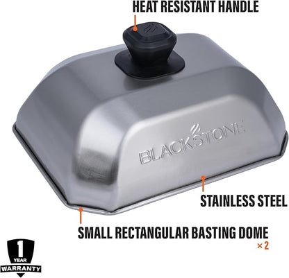 Blackstone 5207 Rectangle Basting Cover Small 2-Pack Griddle Accessories, Stainless Steel, Cheese Melting Dome and Steaming Cover, Best for Use on Flat Top Griddle Grill Cooking Indoor or Outdoor