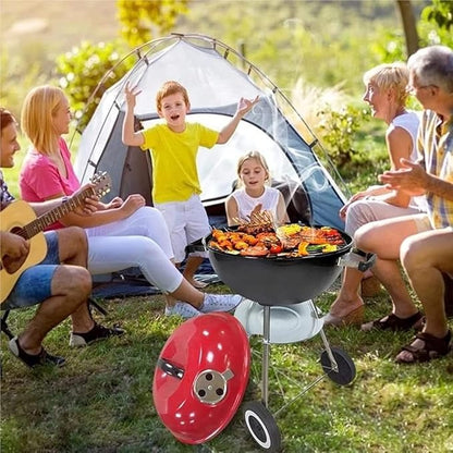 BBQ Grill Barbeque Grill Portable Charcoal Grill Steel Grill Integrated Wheels for BBQ Patio Outdoor Cooking Picnic Barbeque Grill Camping (Rosso)