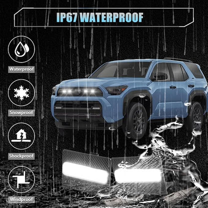 4 PCS Full LED Front Grille Lights for Toyo-ta 4runner 2025 SR5, White LED Grilles Clearance Light, 4Runner Accessories