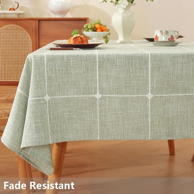 TruDelve Rectangular Tablecloth 52x70 Green Table Cloths Rectangle Table Cotton Cloth Tablecloths Spring Rustic Tablecloth(Green,70"x52",Rectangular)