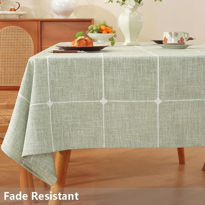 TruDelve Rectangular Tablecloth 52x70 Green Table Cloths Rectangle Table Cotton Cloth Tablecloths Spring Rustic Tablecloth(Green,70"x52",Rectangular)