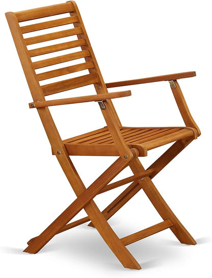 East West Furniture DEBS7CANA 7 Piece Patio Dining Set Consist of a Rectangle Outdoor Acacia Wood Table and 6 Folding Arm Chairs, 40x72 Inch, Natural Oil