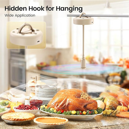 TriPole Fly Fans for Tables with Battery Display, Rechargeable, 20H Runtime | 2000mAh Rechargeable Food Fan, Quiet Operation, Flexible Neck for 360° Coverage Outdoor Fan for Picnic, Party, BBQ, Kitchen
