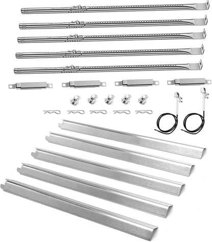 JCLMER Grill Burners & Heat Plate Parts for Charbroil Performance 5 Burner | Stainless Steel, with Crossover Tube, Igniter, Heavy Duty, Easy Install, Works Like New, Uniform Heating, Enjoy BBQ Time