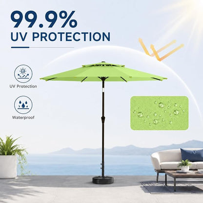 10FT Patio Umbrella, 2 Tier Outdoor Table Umbrella, Large Vented Market Umbrellas with Push Button Tilt and Crank, 8 Sturdy Ribs for Backyard, Deck, Pool, UPF50+ UV Protection