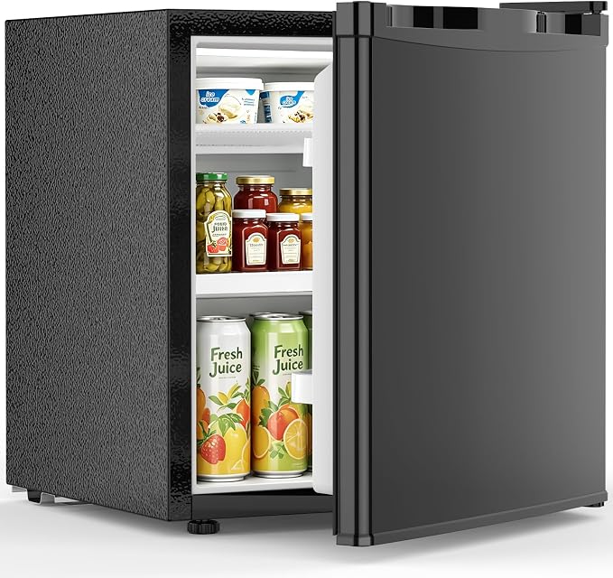 Electactic 1.7 Cu.ft Mini Fridge, Compact Refrigerator, Single Reversible Door, Ultra Quiet, Energy Efficient for Office, Dorm, Bedroom, Apartment, Black