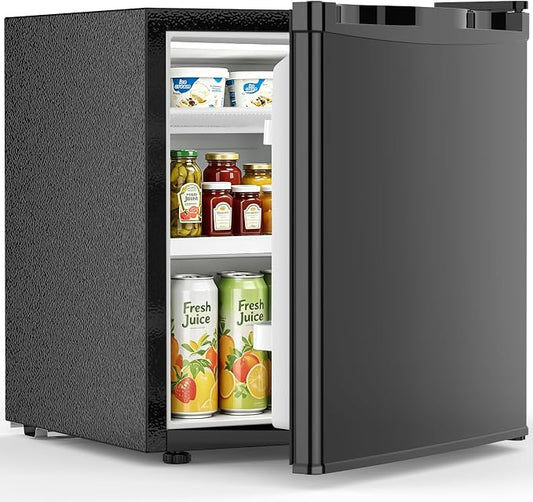 Electactic 1.7 Cu.ft Mini Fridge, Compact Refrigerator, Single Reversible Door, Ultra Quiet, Energy Efficient for Office, Dorm, Bedroom, Apartment, Black