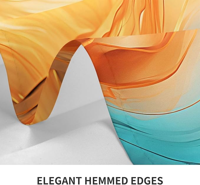 Orange Teal Marble Tablecloth Modern Decorative Table Cloth 54"x72" | Waterproof Tablecloth for Kitchen Dining Room Picnic Weddings Rectangle Table Cover for Party