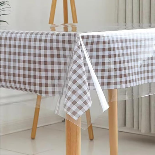 Kesfey Clear Plastic 100% Waterproof Tablecloth 70 x 70 inch Square Transparent Sheet Tablecovers Protector Oil Spill Proof Clear Vinyl PVC Table Cloths Wipeable Table Cover Table Protector for Dining