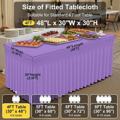 Smiry Spandex Elastic Fitted Table Cloth Skirt for 4FT Rectangle Table | Stretch Washable Table Cloth, Banquet Table Cover for Wedding, Party, Indoor & Trade Shows, (Lavender, 48Lx30Wx30H)