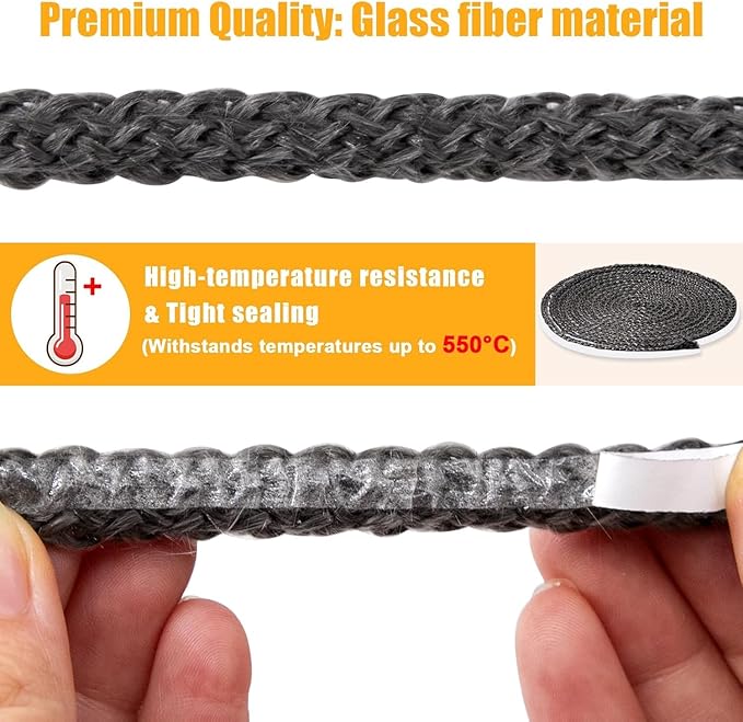 Criditpid 1-00-2312 Door Glass Gasket fo Harman P35i, P38, P43, PC45, P61, P68, PF100, Absolute 43 Pellet Stove, Harman Coal & Wood Stoves, Self-Adhesive Flat Gasket Tape fo Harman Pellet Stoves