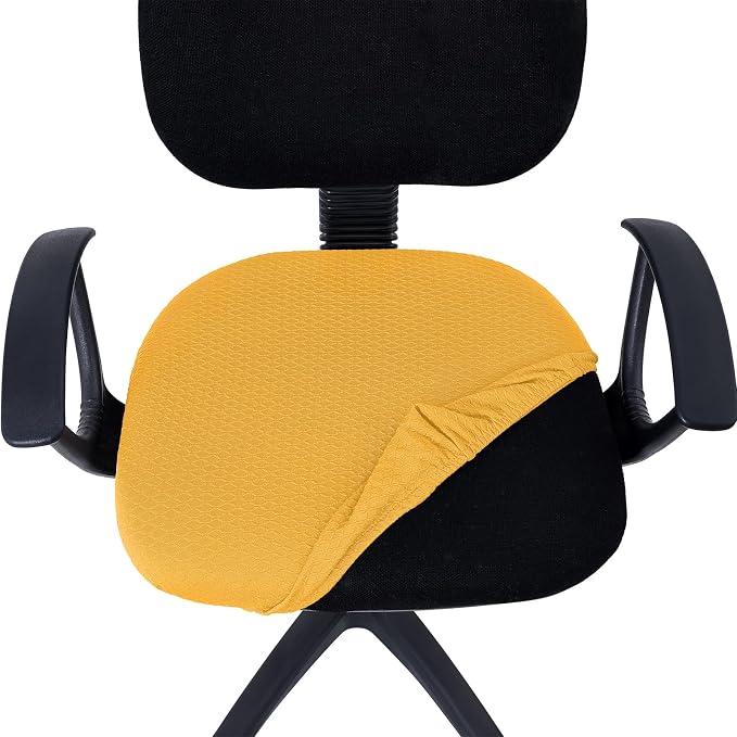 Smiry Office Computer Chair Seat Covers for Desk, Anti-dust Protector | Stretch Jacquard Removable Washable Desk Chair Seat Cushion Protectors, Mustard Yellow