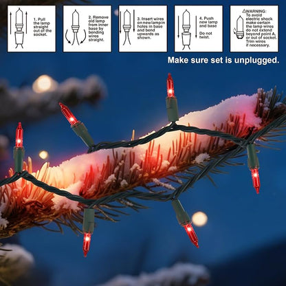 3 Pack Red Valentines String Lights, 100 Count Each, Incandescent Mini Christmas Lights, Connectable Xmas Tree Light for Indoor Outdoor Garland Birthday Holiday Wedding Festival Party