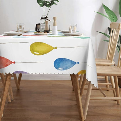 Colorful Balloons Rectangular Tablecloth, Birthday Party Decorations Celebration Table Cloth Washable Tablecloths Decorative Table Cover for Kitchen, Dining, or Parties 54x72 Inches
