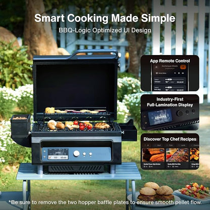 ASMOKE Essential– Guga’s Pick | Smart Portable Wood Pellet Grill & Smoker with 5" LCD Screen, 8-in-1 Grill,8H Battery, Effortless Cleaning, Wi-Fi Smart Control, 271 sq.in,Fit for Family BBQ