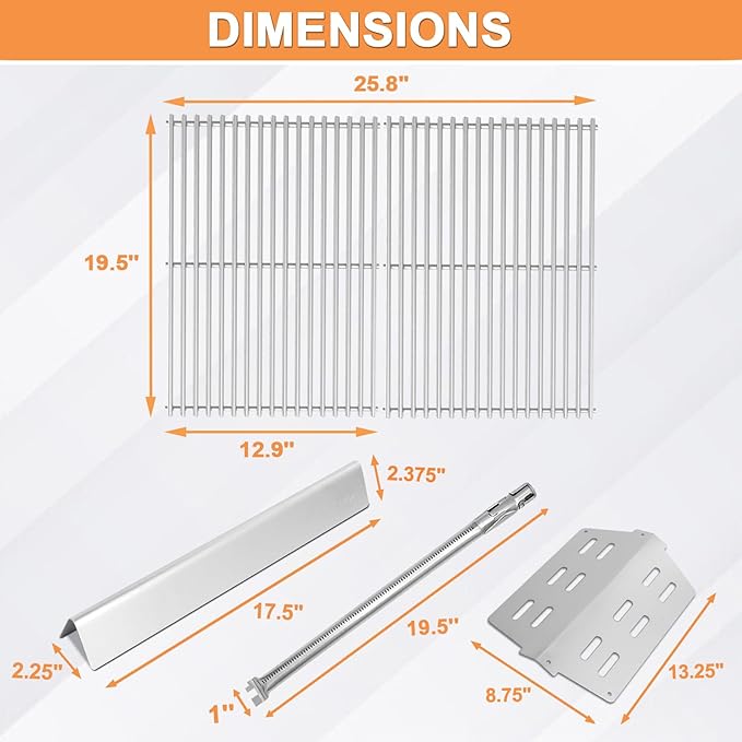 Grill Replacement for Weber Genesis Parts for Weber Genesis E330 Grill Parts 300 SER (w/ Front Control Knobs),for Weber Flavorizer Bars 62783, Grill Grate 7524 & Heat Deflector 7622, Burner Tube 62752