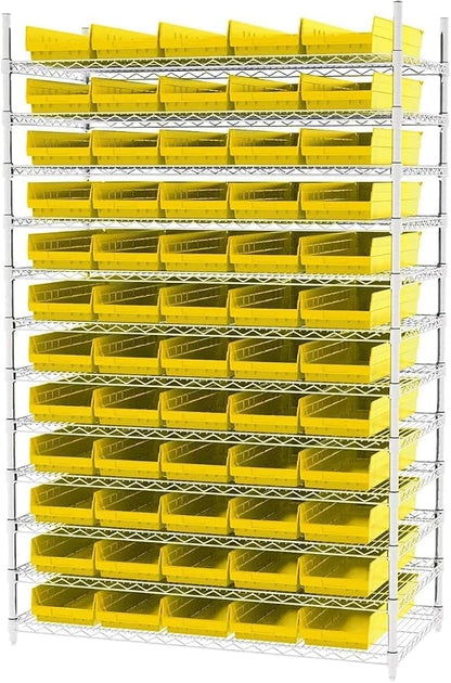 Akro-Mils 30184 Heavy Duty Plastic Shelf Bins, 24"x 8"x 4", Yellow, 6-Pack | Heavy Duty Nesting Storage Bins for Garage, Closet, Refrigerator, Kitchen, Cabinet, Drawer Organization, Pantry Organization