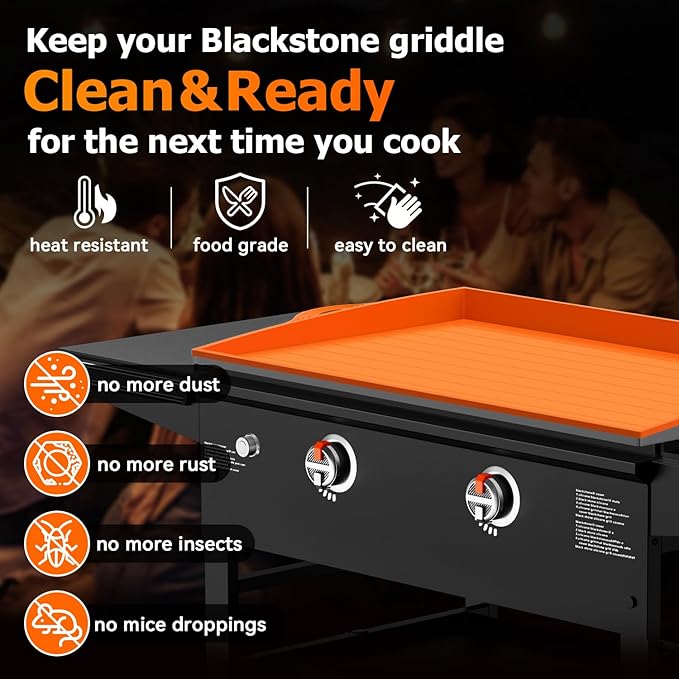 Silicone Griddle Cover for Blackstone - 28 Inch Full-Edge Covered Heavy Duty Food-Grade Silicone Griddle Mat for Blackstone Accessories, Protects Grill from Dirt and Rust