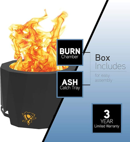 Blue Sky Outdoor Living NHL Tampa Bay Lightning 24” Steel Peak Patio Smokeless Fire Pit, Firewood and/or Wood Pellet Burning