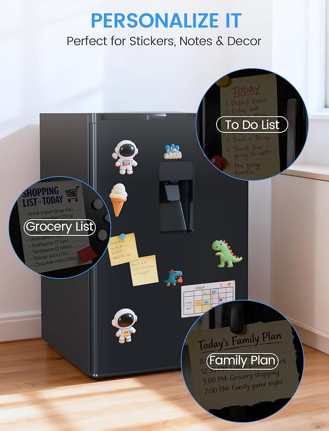 COWSAR 2.45 Cu.Ft Mini Fridge with Freezer, 2 Reversible Door Bedroom Refrigerator with 2 Removable Shelves, Energy Efficient Commercial Dorm Fridge for Bedroom, Office, Kitchen, Apartment, Black