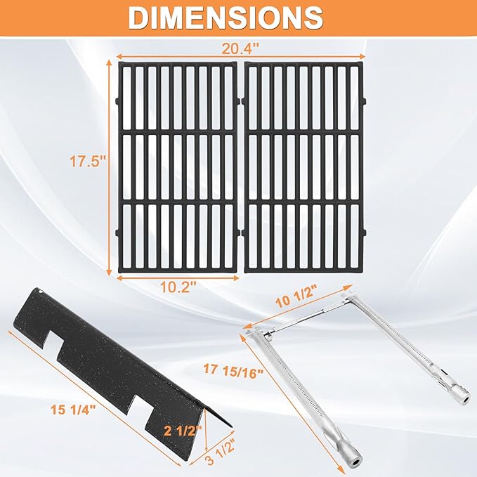 Spirit 2 Parts for Weber Spirit Grill Parts GS4 Spirit II/I 200 SER Replacement for Weber Spirit 2 Burner Tube 69785 67024, 7637 Grates,7635 67045 68842 3400301 Flavor Bars &Crossover Tube 69899 67278