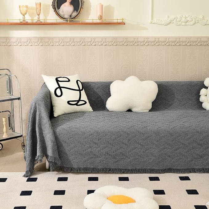 AIVIA Couch Cover Sheet Blanket, Oversized Couch Covers for 3 Cushion Sofa, Extra Large Furniture Decoration Cover Sofa Throws Sofa Slipcovers, L-Shape U-Shaped Sectional Protector for Cats Dogs