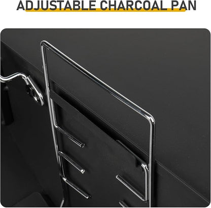 51.5in Barrel Charcoal Grills,Outdoor BBQ Grill,Large Vertical Picnic Barbecue Grills,Portable Camping Stove Grill,with Offset Smoker & Warming Rack,for Backyard Patio Parties Garden Beach (Black)