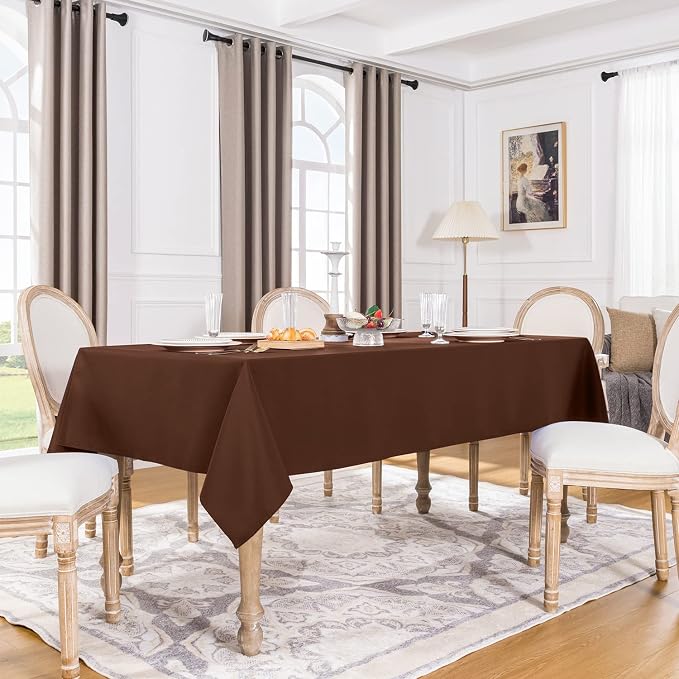 Softalker Rectangle Tablecloth, Waterproof Table Cloths Wrinkle Free Fabric Washable Polyester Table Cover for Dining Tables Party Outdoor Camping Parties Buffet Wedding - 90 x 132 inch, Chocolate