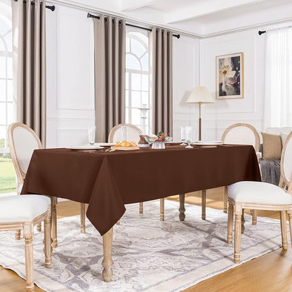 Softalker Square Tablecloth, Waterproof Table Cloths Wrinkle Free Fabric Washable Polyester Table Cover for Dining Tables Party Outdoor Camping Parties Buffet- 54 x 54 inch,Chocolate