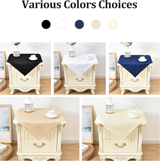 Wolkemer 2 Pack Small Square Tablecloth 24 x 24 Inch Washable Fabric Table Cloth Solid Black Table Cover for Nightstand End Bedside Table Tabletop Decoration