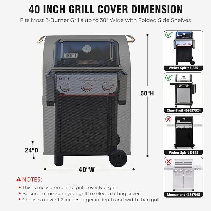 [Upgraded 800D Heavy Duty Fabric]40 Inch Small Grill Cover for Outdoor Grill,Waterproof outdoor grill cover,Windproof & UV-Resistant BBQ Barbecue Cover for Weber,Char-Broil,Brinkmann,Holland and More