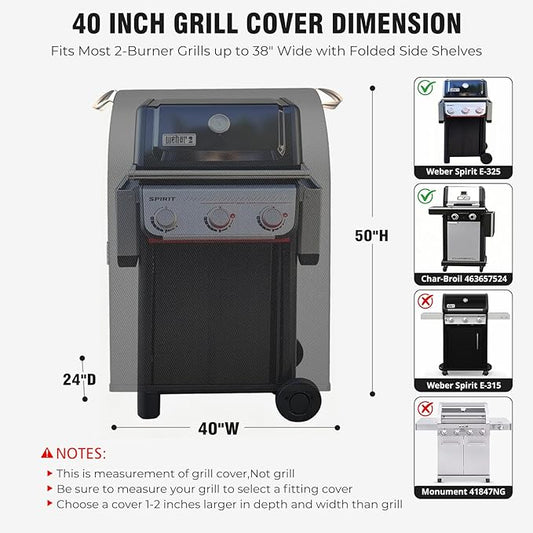 [Upgraded 800D Heavy Duty Fabric]40 Inch Small Grill Cover for Outdoor Grill,Waterproof outdoor grill cover,Windproof & UV-Resistant BBQ Barbecue Cover for Weber,Char-Broil,Brinkmann,Holland and More