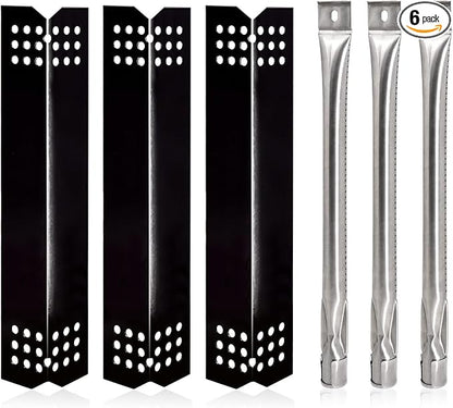 Grill Replacement Parts for Nexgrill 720-0737, Grill Master 720-0737, Porcelain Steel Grill Heat Plate Shields, Stainless Steel Burner Pipe Tubes for Tera Gear 780-0390.