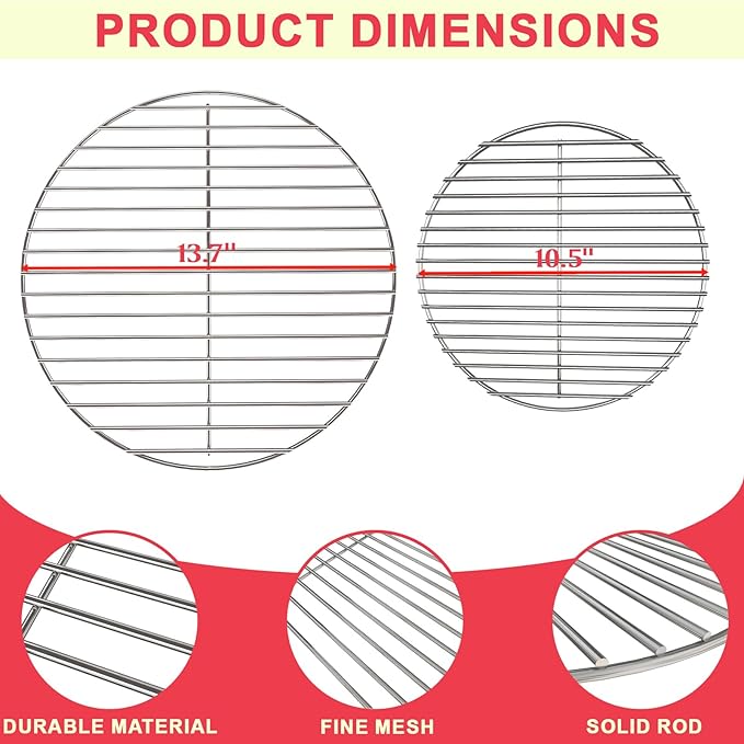 Round Grate Kit for Weber 14-inch Smokey Joe and Smokey Joe Gold / Silver Accessories, Parts for Weber Charcoal Grill Parts 7431 & 7439 Charcoal Grates, 304 Stainless Steel for Tuck-N-Carry Grills