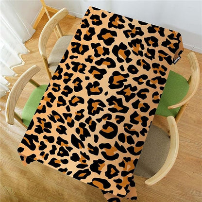 Swono Leopard Table Cloth Rectangle Animal Cheetah Skin Orange Black 52"X70" Tablecloth for Dining Table Buffet Parties Patio and Camping
