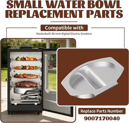 Water Bowl Replacement for Masterbuilt 30 inch Electric Smoker, Fits Masterbuilt Parts 9007170040, Smoker Water Pan Compatible with MB20071117, MB20071418, 20071117, Stainless Steel