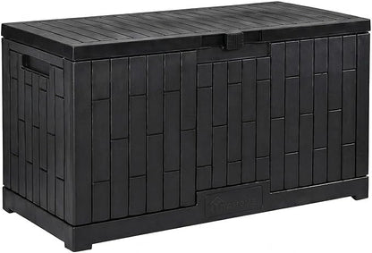 YITAHOME 120 Gallon Large Deck Box, 53"L x 22.7"W x 25.5"H Resin Outdoor Storage Box with Slide-Locking Lid for Patio Cushions, Garden Tools, Pool Supplies, Easy Assembly, Waterproof Lockable, Black