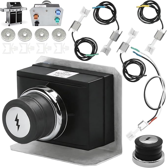 1836-13 7629 7628 Genesis Igniter Kit for Weber Genesis Grill Parts Genesis 300 SER E330 S320 E310 S310 S330 w/ Front Control, 4-Outlet Ignitor Module Replacement for Weber Starter 88826 66836 Button