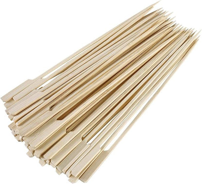 Gmark 100 Count Bamboo Paddle Skewers, 12 Inch Natural Flat Wooden BBQ Picks, Biodegradable Kabob Sticks for Grilling, Appetizers, Fruit, Meat & Shish Kebabs GM1075