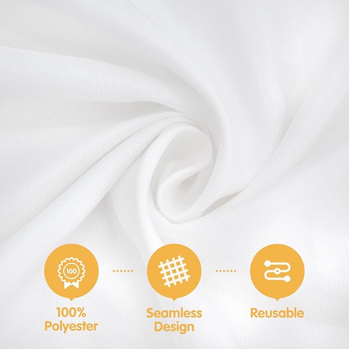 BRILLMAX 10 Pack White Tablecloths 70x120 Inch for 6-8ft Rectangle Tables | 150 GSM Polyester Fabric, Universal Fit, Water, Stain & Wrinkle Resistant Cloth Cover for Wedding Reception Banquet Party