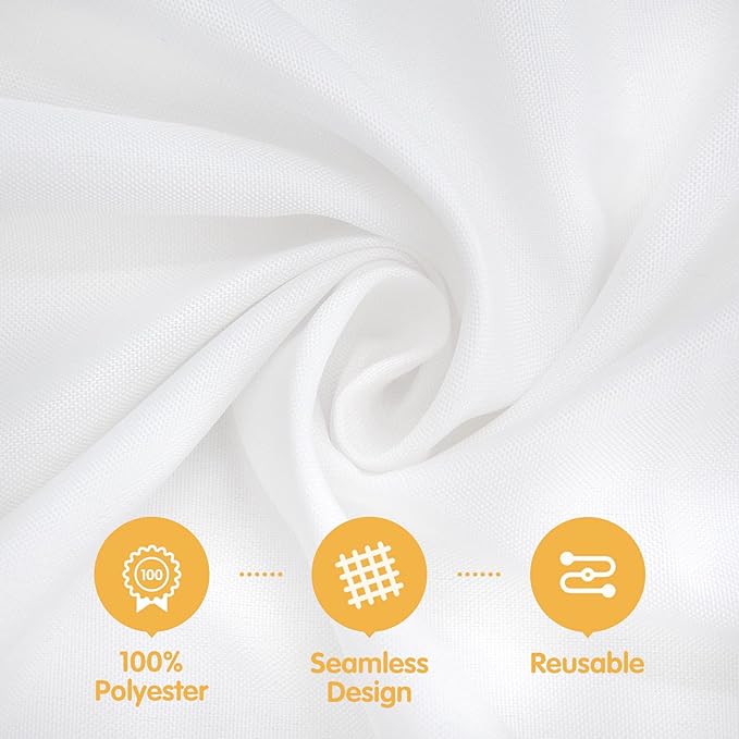 BRILLMAX 8 Pack White Tablecloths 70x120 Inch for 6-8ft Rectangle Tables | 150 GSM Polyester Fabric, Universal Fit, Water, Stain & Wrinkle Resistant Cloth Cover for Wedding Reception Banquet Party