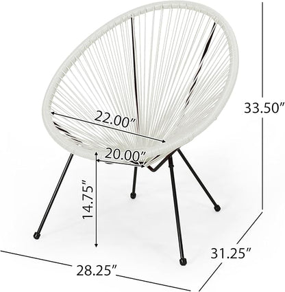 Christopher Knight Home Outdoor Hammock Weave Chair with Steel Frame (Set of 4) - White and Black Finish