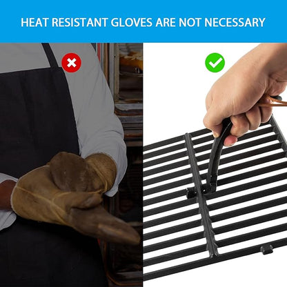 AJinTeby Grill Grate Lifter Cast Iron Universal Cooking Grid Lifter for Most Charcoal, Gas Grills,Compatible with BGE Grills, Fits Kamado Grills, Cast Iron Grate Lifter