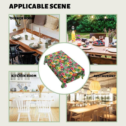 Hawaiian Decorative Rectangle Table Cloth Tropical Flower Pineapple Palm Leaves Rectangle Table Cloth Kitchen Table Decorations for Home Dinner Party 52" x 70" 4-6 Seats