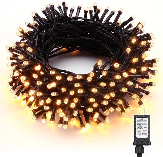 Brizled Outdoor Christmas Lights, 78.74 ft 240 LED Warm White String Lights | Plug in Christmas Tree Lights; Connectable 8 Modes Mini Led Xmas Lights Waterproof for Indoor Outside Christmas Decorations