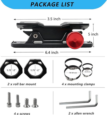 Fire Extinguisher Mount Bracket, Aluminum UTV Quick Release Fire Extinguisher Mount for 1.75''-2'' Roll Bar, Universal for UTV RZR Polaris Ranger, with 4 Clamps